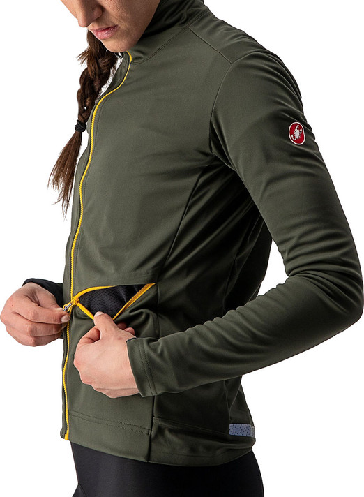 Castelli GO Womens Jacket Military Green/Fiery Red/Saffron 2021