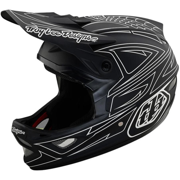 Troy Lee Designs D3 AS Fiberlite Full Face Helmet Spiderstripe Black