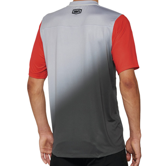 100% Celium SS MTB Jersey Grey/Racer Red