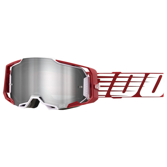 100% Armega MTB Goggles Mirror Silver Flash Lens Oversized Deep Red
