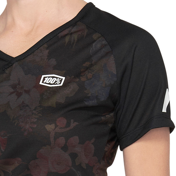 100% Airmatic SS Womens Jersey Black Floral