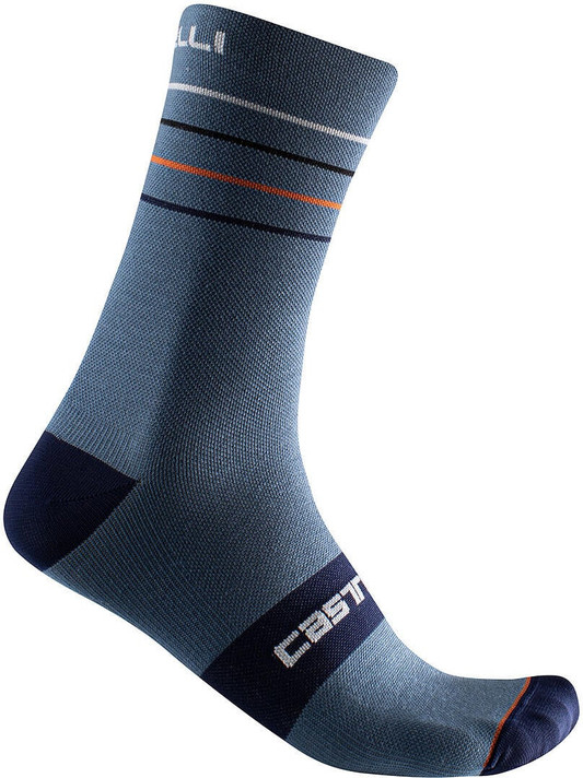 Castelli Endurance 15 Socks Light Steel Blue/Pop Orange 2022