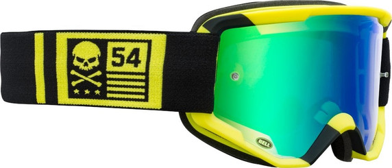 Bell Descender CrossBones MTB Goggles Hi-Viz Yellow/Black with Green Mirror Lens