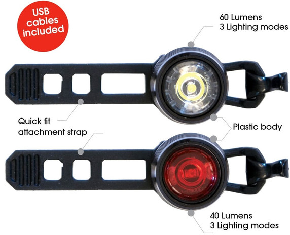 Azur Cyclops 2 Front and Rear USB Light Set