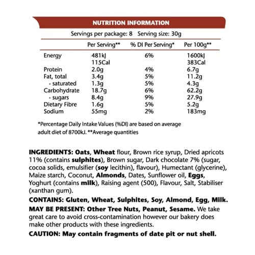 Em's Power Bites Apricot Chocolate - 240g - 8 Pack