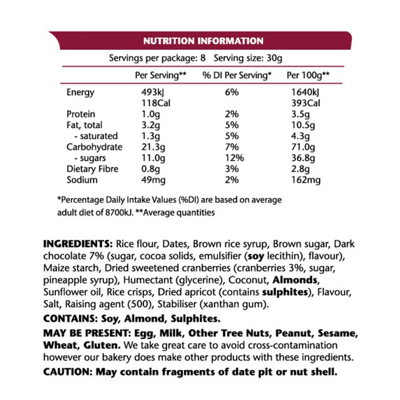 Em's Power Bites Cranberry Choc - 240g - 8 Pack