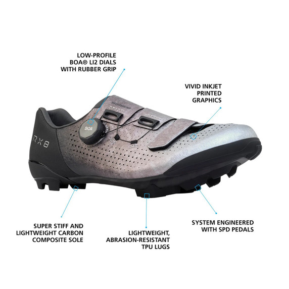 Shimano SH-RX801 SPD Wide Mens Gravel Shoe Silver