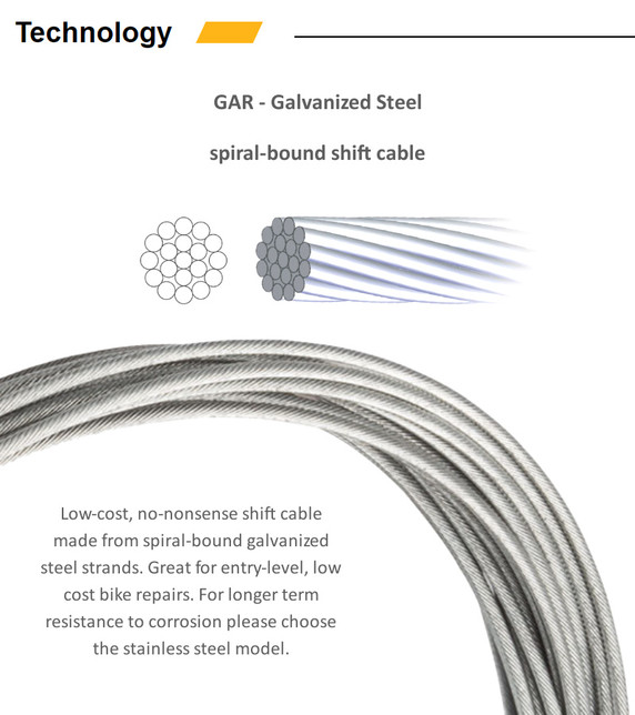 Jagwire Basics Shift Cable Galvanized Steel 1.2 x 2300mm SRAM/Shim/Huret/Schwinn