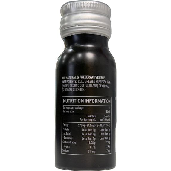 Fixx Nutrition Cold Brew Coffee Shot Bottle Espresso 50mL