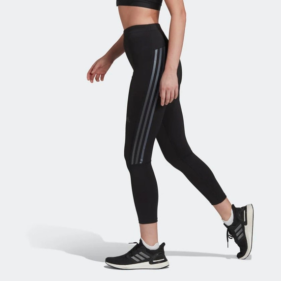 Adidas Run Icons 3 Stripes Womens 7/8 Tights Black