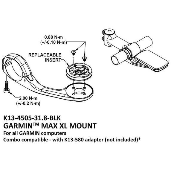K-Edge Max XL Mount For Garmin 31.8mm