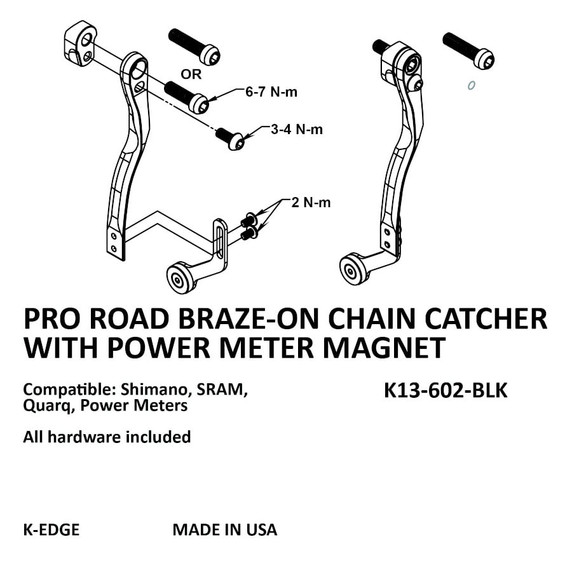 K-Edge Pro Road Braze-on Chain Catcher SRM with Power Meter Magnet Black