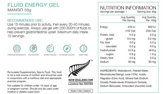 Pure Fluid Energy Gel 50g Mango