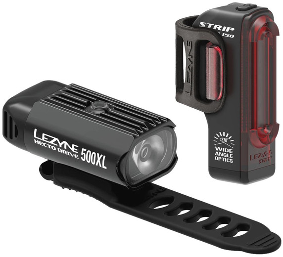 Lezyne Hecto Drive 500XL/Strip Drive 150 USB LED Light Set Black