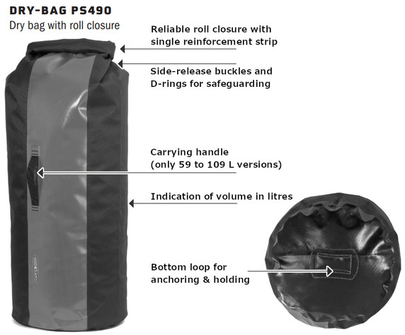 Ortlieb 13L PS 490 Dry Bag Black/Grey