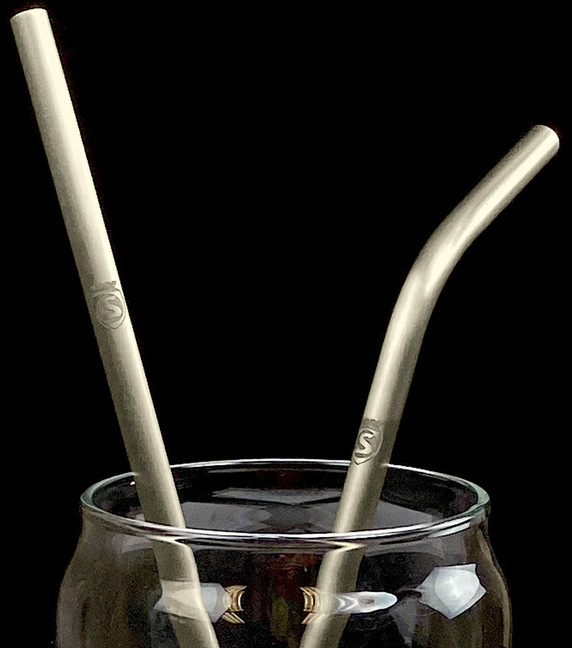 Silca Bent/Straight Titanium Drinking Straw Set Raw Titanium