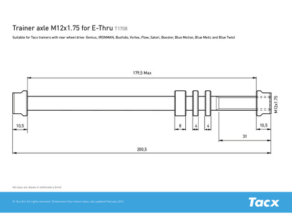 Tacx T1708 E-Thru M12x1.75 Rear Trainer Axle Skewer