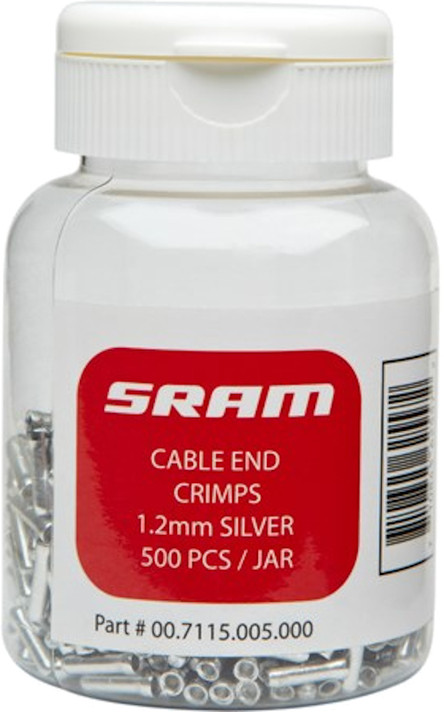 SRAM PitStop Gear Cable End Crimps 1.2mm Silver (Qty 500)