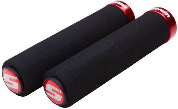 SRAM 129mm Foam Locking Grips Black (with Red Clamps & Red End Plugs)