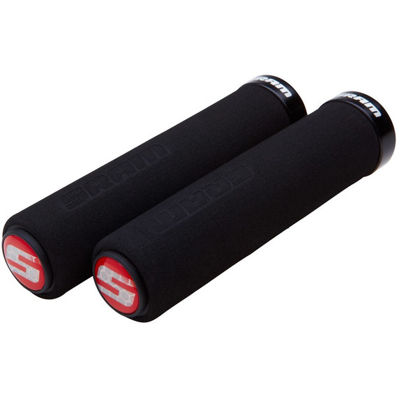 SRAM 129mm Foam Locking Grips Black (with Red Clamps & Red End Plugs)