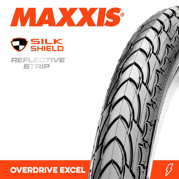 Maxxis Overdrive Excel Silkshield Reflective Wire 60TPI Tyre 700 x 35c