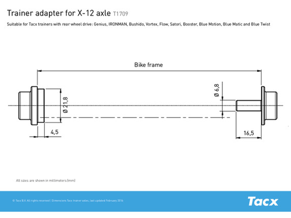 Tacx T1709 E-Thru Axle Trainer Adaptor for MTB X-12 Rear Wheel