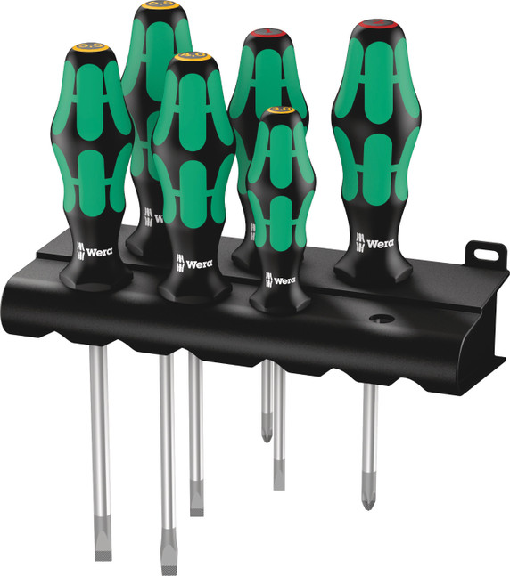 Wera 334/6 Kraftform Plus 5 Piece Screwdriver Set w/ Rack