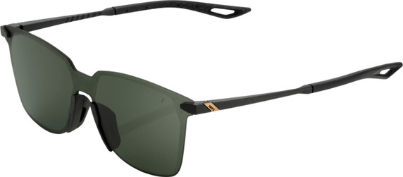 100% Legere Square Sunglasses Matte Black (Grey Green Lens)