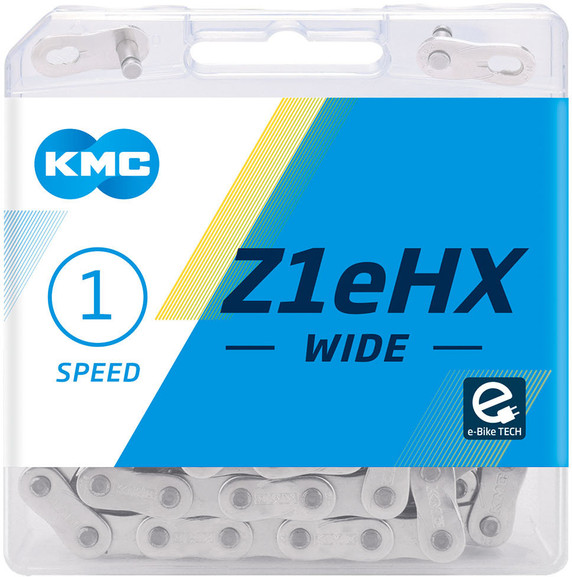 KMC Z1eHX 1/2"x1/8" 112L Wide Heavy Duty E-Bike Compatible Chain Silver