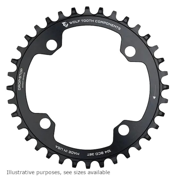 Wolf Tooth 104 BCD Drop Stop 1x Shimano 12spd Chainring Black