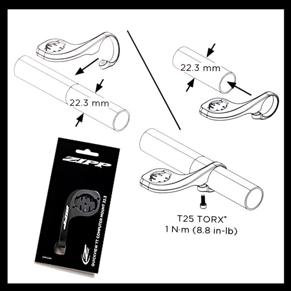 Zipp 22.3mm Quickview TT Computer Mount for Garmin Edge