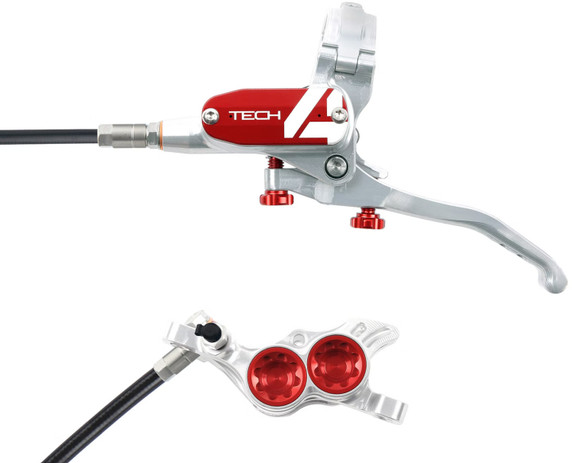 Hope Tech4 E4 Front Disc Brake Silver/Red Black Cable