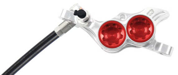 Hope Tech4 E4 Front Disc Brake Silver/Red Black Cable