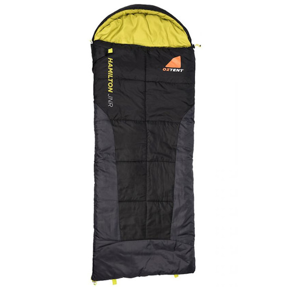 Oztent Hamilton Junior Hooded Sleeping Bag Right Zip Black/Yellow