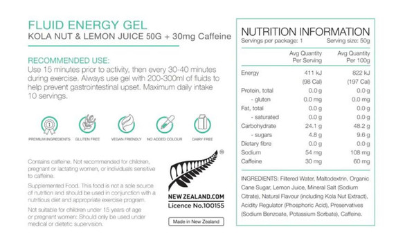 Pure 35g Energy Gel Kola Nut / Lemon Juice