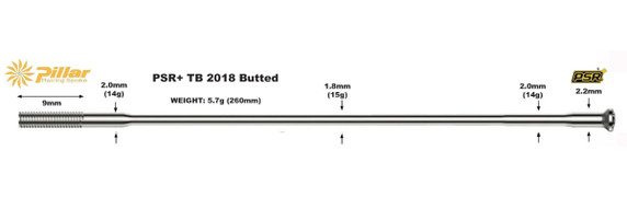 Pillar Racing Straight-Pull PSR Triple Butted 2018 290mm Spoke Black (18 Pack)