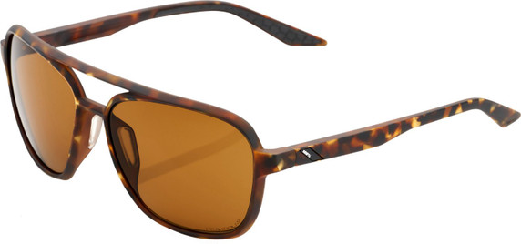 100% Kasia Round Sunglasses Soft Tact Havana (Bronze Peakpolar Lens)