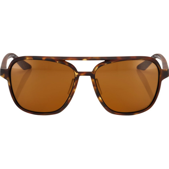 100% Kasia Round Sunglasses Soft Tact Havana (Bronze Peakpolar Lens)