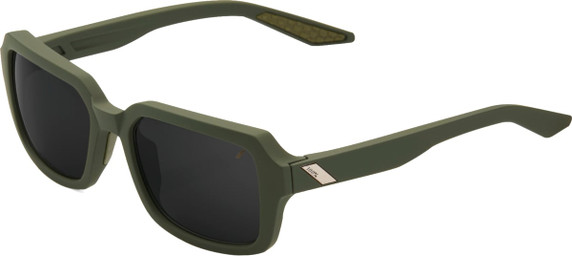100% Rideley Sunglasses Soft Tact Army Green (Black Mirror Lens)