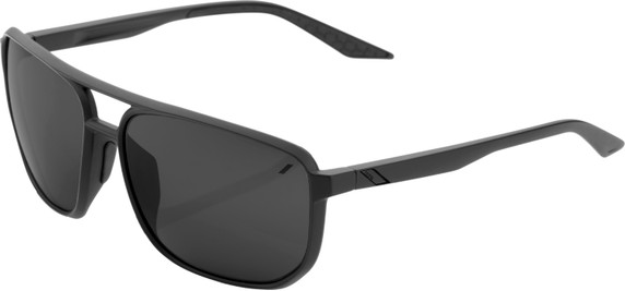 100% Konnor Square Sunglasses Matte Black (Black Mirror Lens)