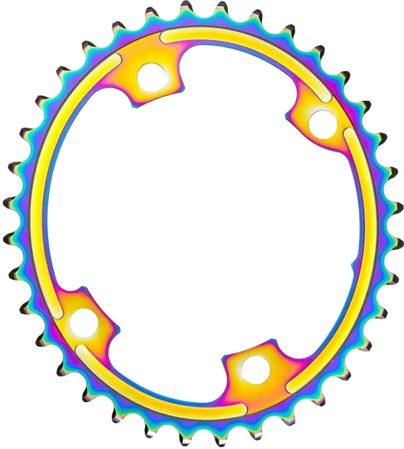 AbsoluteBLACK Oval Premium 110BCD 4H 39T Shimano 9100/8000 2x Chainring Rainbow