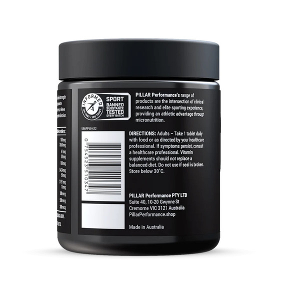 PILLAR Performance Ultra B Active Peak Performance 60 Tablets