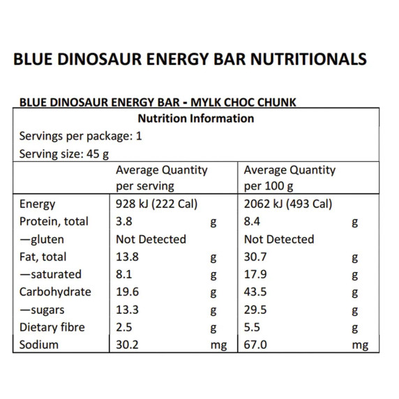 Blue Dinosaur Hand-Baked Energy Bar Mylk Choc Chunk
