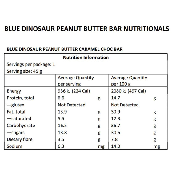 Blue Dinosaur Hand-Baked Vegan Protein Bar PB & Caramel Choc