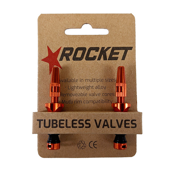 Rocket Presta Tubeless Valves Orange 48mm