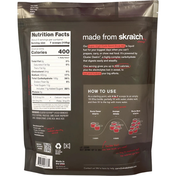 Skratch Labs Super High-Carb Drink Mix Raspberry 840g