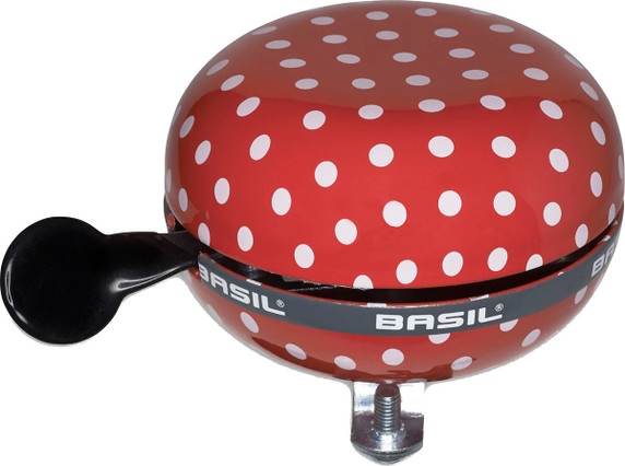 Basil Polkadot 80mm Bike Bell Red w/ White Dots