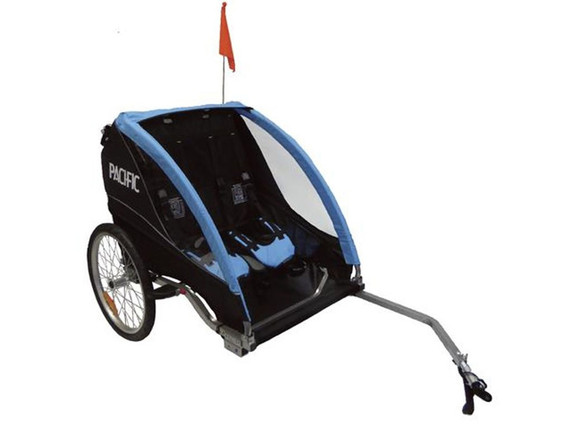 Pacific Deluxe 2 In 1 Trailer/Stroller - 2 Child - Black/Blue