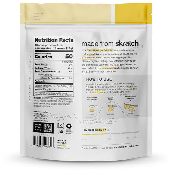 Skratch Labs Hint of Lemon Clear Hydration Drink Mix 240g