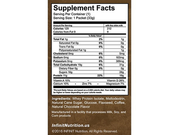 Infinit Nutrition Mud Pre Workout Meal Supplement Single Serve 10 Pack - Double Mocha